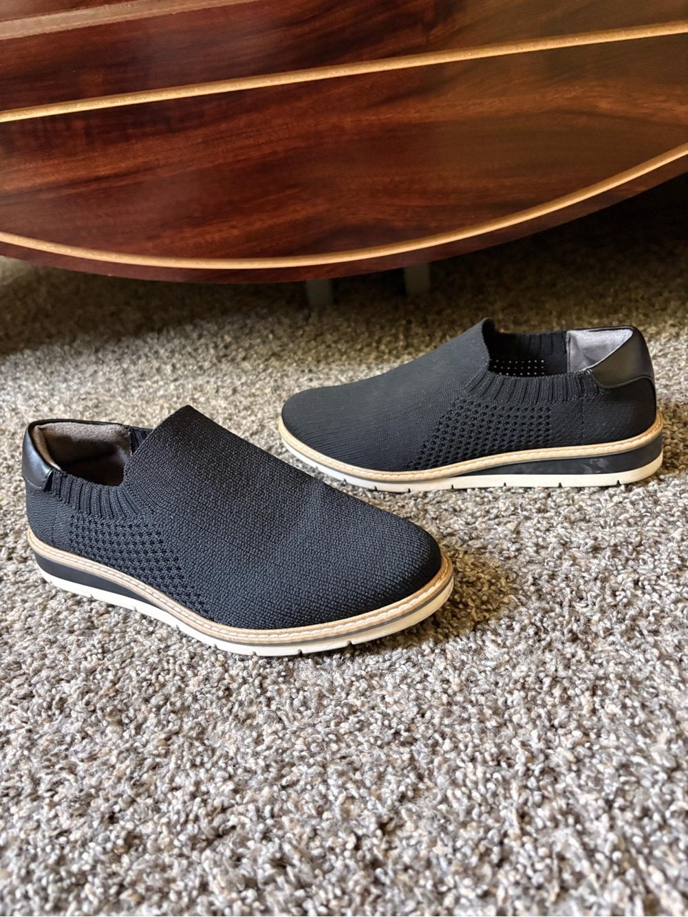 Women’s Slip-On Knit Loafers in Black - Size 6.5